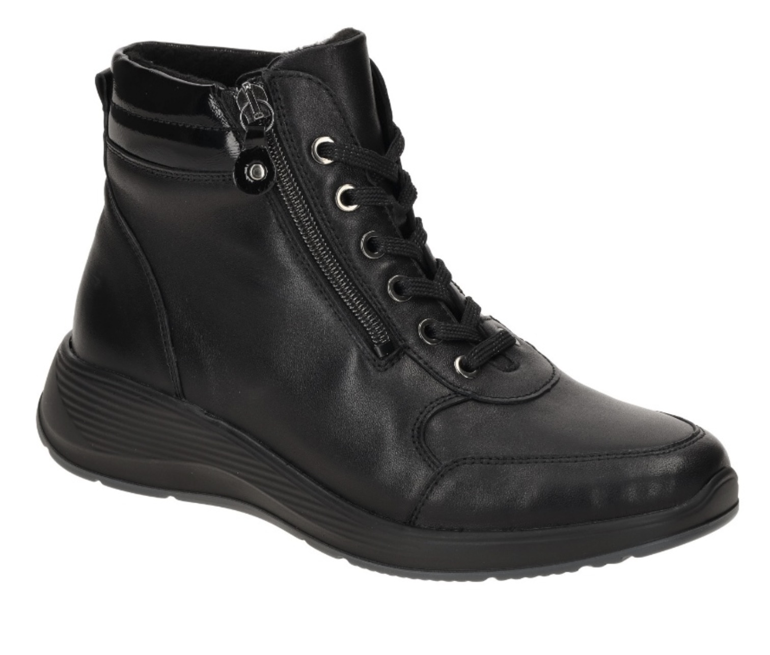 Waldläufer Kaela – Black Soft Leather Ankle Boot (K Width)